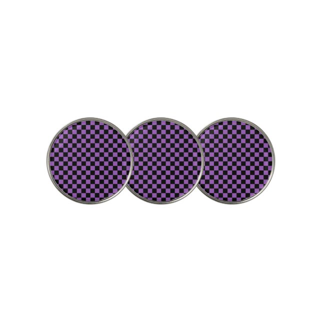 Lavender and Black Checkered Pattern  Golf Ball Marker (3 Up)
