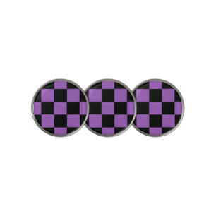 Lavender and Black Checkered Pattern  Golf Ball Marker