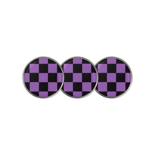 Lavender and Black Checkered Pattern  Golf Ball Marker (3 Up)