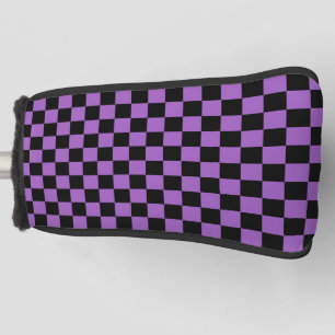 Lavender and Black Checkered Pattern Golf Head Cover
