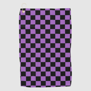 Lavender and Black Checkered Pattern Golf Towel