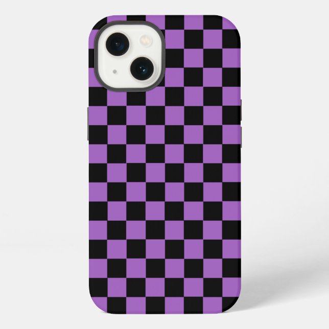 Lavender and Black Checkered Pattern   Iphone Case (Back)