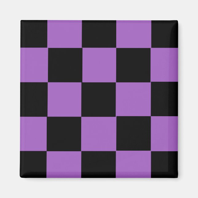 Lavender and Black Checkered Pattern  Magnet (Front)