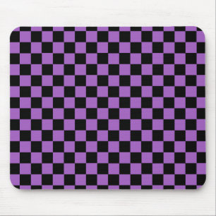 Lavender and Black Checkered Pattern Mouse Pad