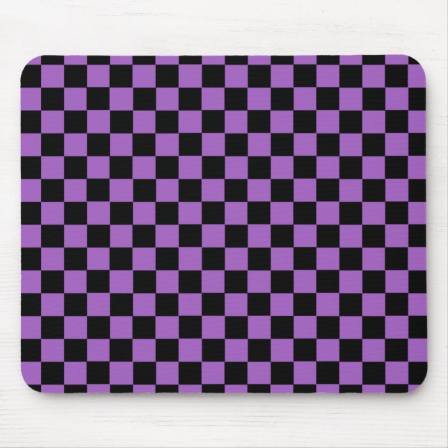 Lavender and Black Checkered Pattern  Mouse Pad (Front)