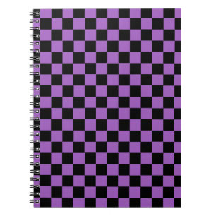 Lavender and Black Checkered Pattern Notebook