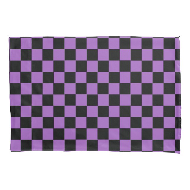 Lavender and Black Checkered Pattern  Pillow Case (Front)