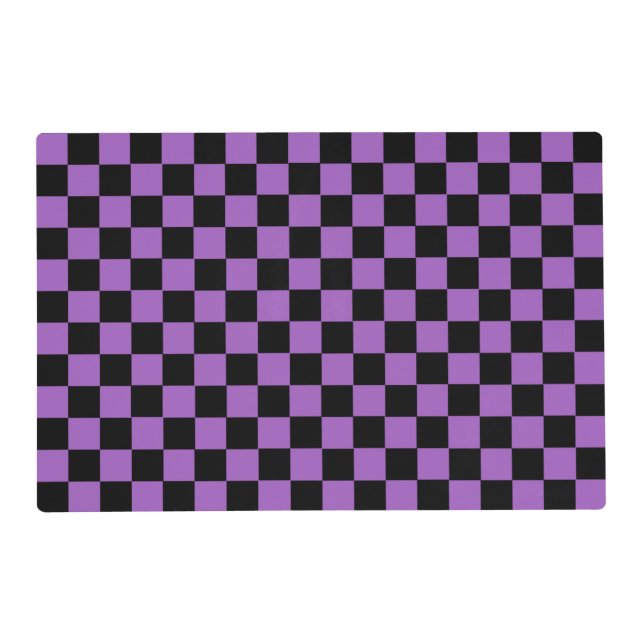 Lavender and Black Checkered Pattern  Placemat (Front)