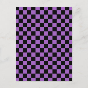 Lavender and Black Checkered Pattern  Postcard