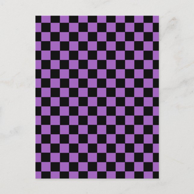 Lavender and Black Checkered Pattern  Postcard (Front)
