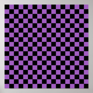 Lavender and Black Checkered Pattern Poster