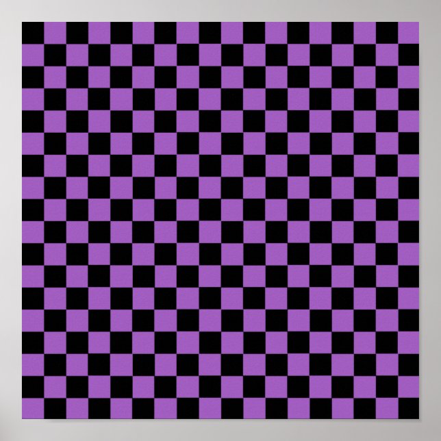 Lavender and Black Checkered Pattern  Poster (Front)