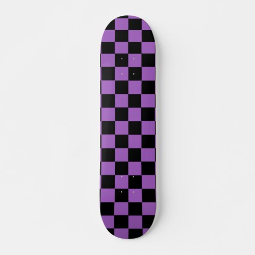 Lavender and Black Checkered Pattern  Skateboard