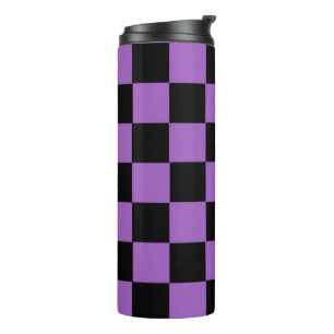 Lavender and Black Checkered Pattern  Thermal Tumbler