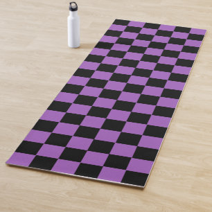 Lavender and Black Checkered Pattern  Yoga Mat