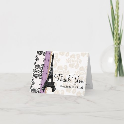 LAVENDER AND BLACK DAMASK EIFFEL TOWER THANK YOU