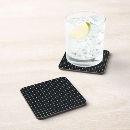 Lavender and Black Minimalist Polka Dots g1 Beverage Coaster