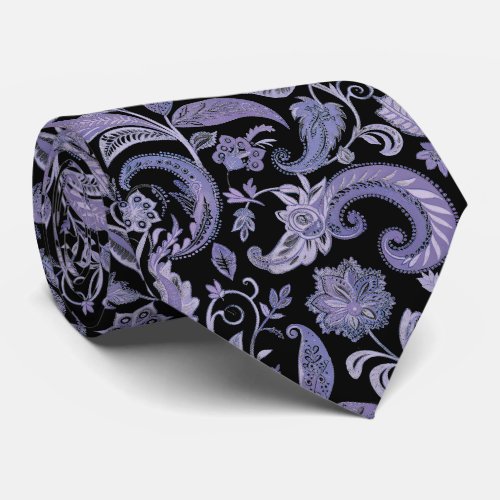 Lavender and Black Paisley  Neck Tie