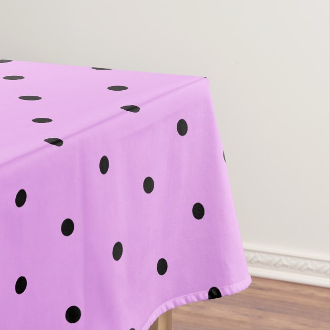 Lavender and Black Polka Dots Tablecloth (In Situ)