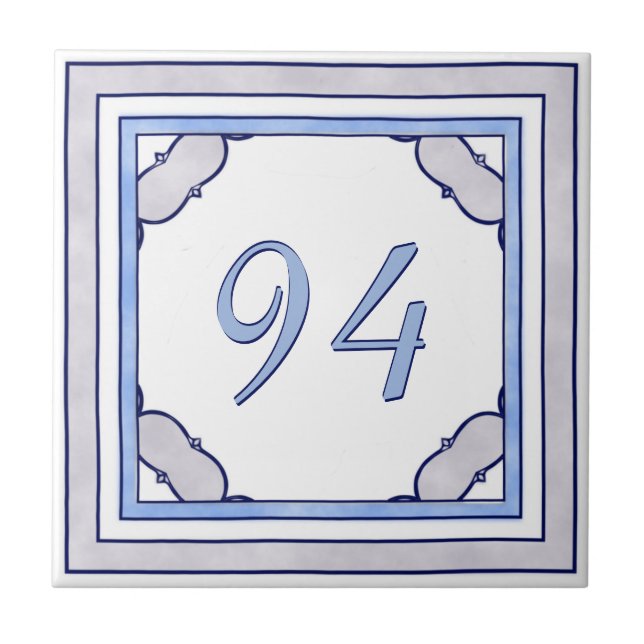 Lavender and Blue Big House Number Ceramic Tile (Front)