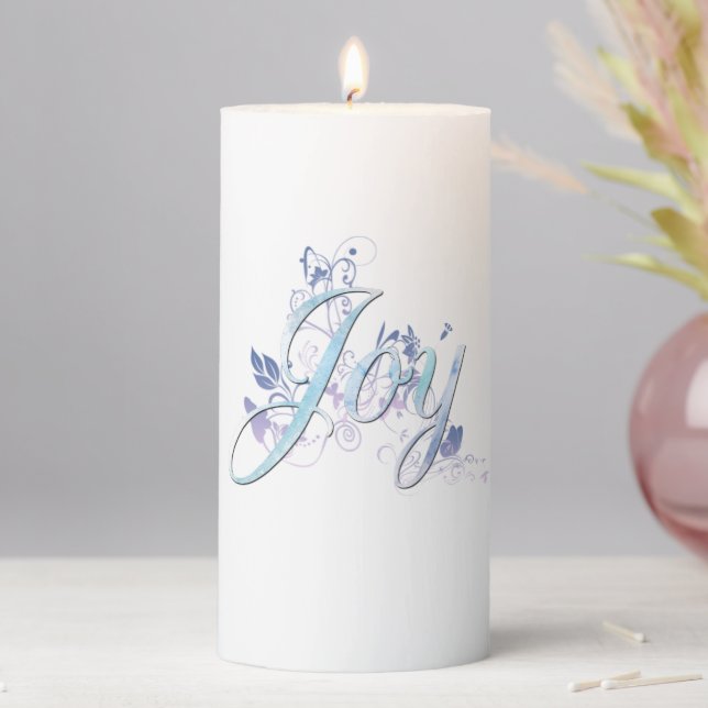 Lavender and Blue Joy Pillar Candle (In Situ)