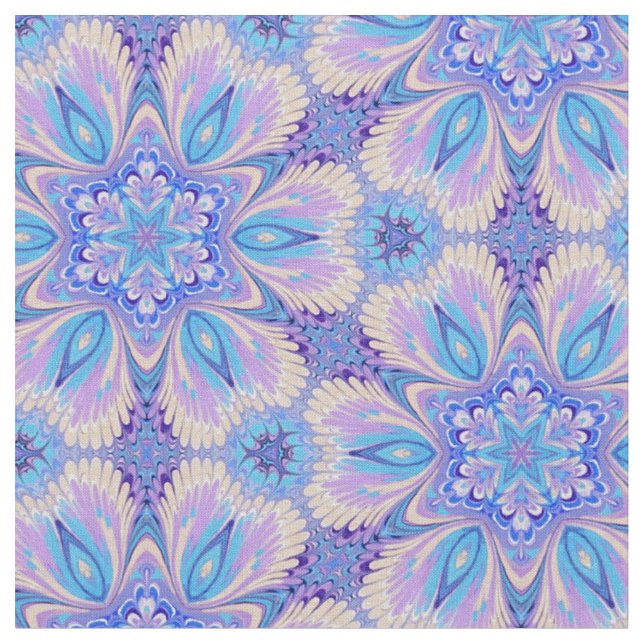 Lavender and Blue Kaleidoscope Fabric (Close Up)