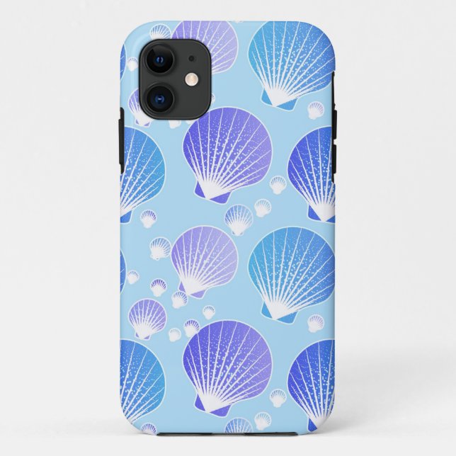 Lavender and blue seashells on pale blue Case-Mate iPhone case (Back)