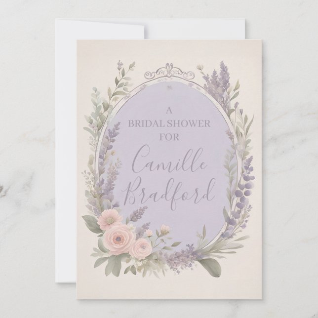 Lavender and Blush Floral Invitations (Front)