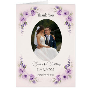 Lavender and Blush Photo Wedding Cards