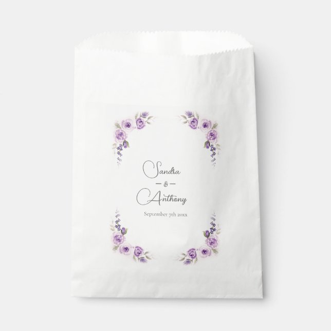 Lavender and Blush Rose wedding favor bag (Front)