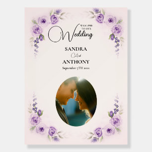 Lavender and Blush Rose Wedding Welcome Sign