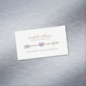 Lavender and Brown Heart and Arrow Business Card Magnet (In Situ)