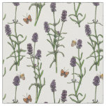 Lavender and butterflies on off white fabric