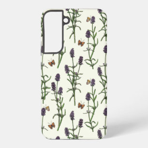 Lavender and butterflies on off white samsung galaxy s22+ case