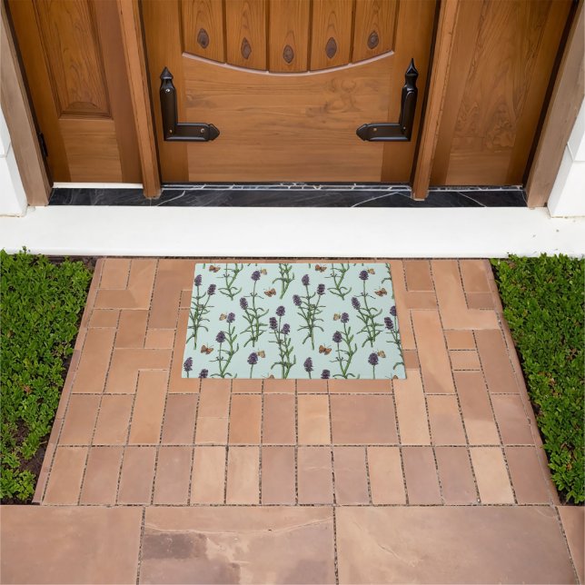 Lavender and butterflies on sea glass doormat (Outdoor)