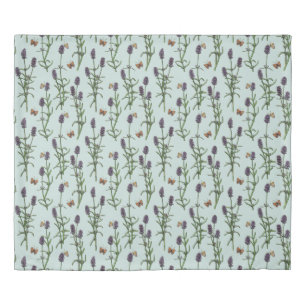 Lavender and butterflies on sea glass duvet cover