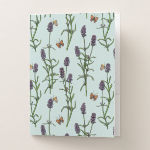 Lavender and butterflies on sea glass pocket folder