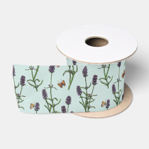 Lavender and butterflies on sea glass satin ribbon