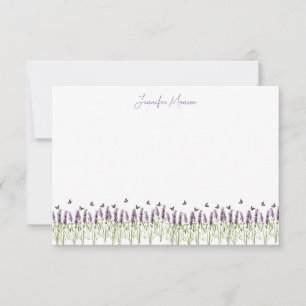 Lavender and butterflies personalized note card