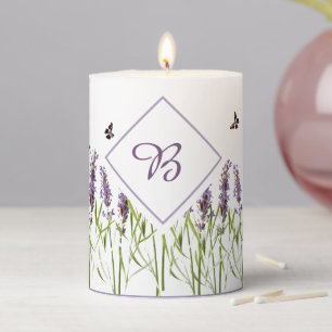 Lavender and butterflies pillar candle