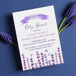Lavender and Butterfly Baby Shower  Invitation