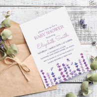 Lavender and Butterfly Baby Shower   Invitation