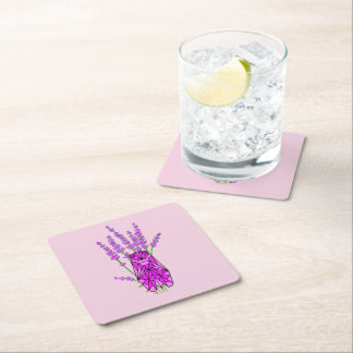 Lavender and cicada in Provence Square Paper Coaster