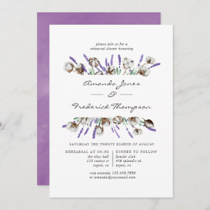 Lavender and Cotton Wedding Rehearsal Dinner Invitation