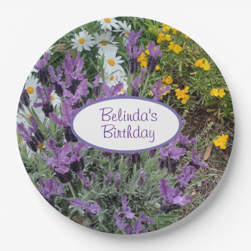 Lavender and Daisy Flower Birthday Party Plate