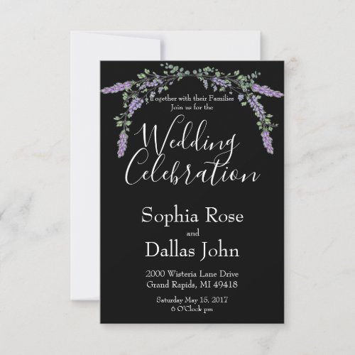 Lavender and Eucalyptus black Invitation