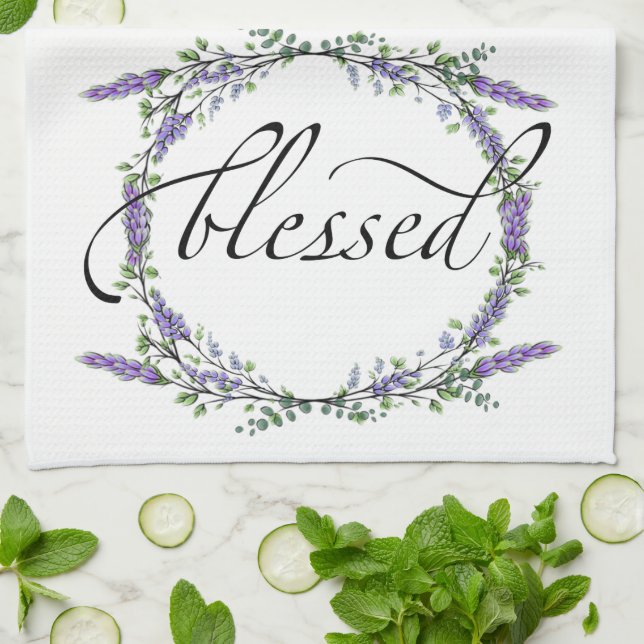 Lavender and Eucalyptus Blessed Kitchen Towel (Folded)