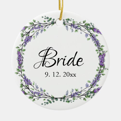 Lavender and Eucalyptus Bride Ceramic Ornament