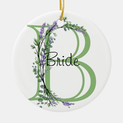 Lavender and Eucalyptus Bride Ceramic Ornament