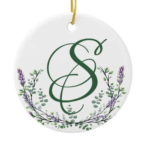 Lavender and Eucalyptus Ceramic Ornament